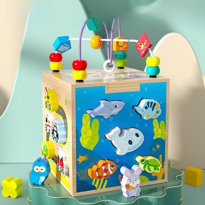 Multifunctional Puzzle & Shape Matching Bead Box - Baby Early Education Toy