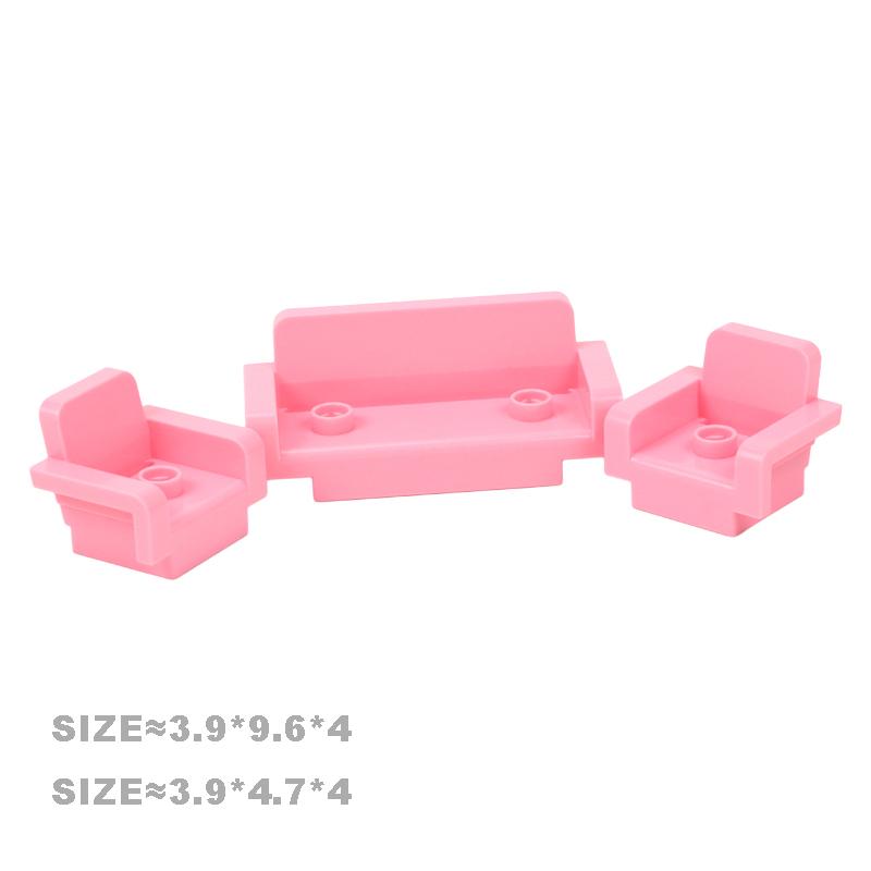 Play House Big Building Blocks Furniture Accessories Utensil Table Chair Compatible Sets Bricks Assemble Toys For Children Gifts