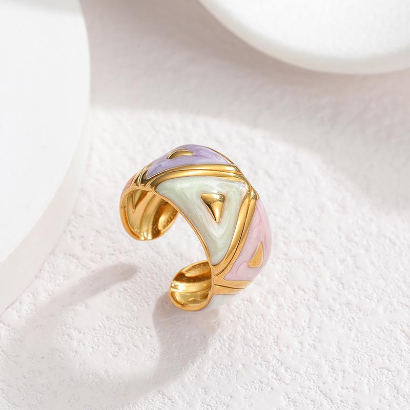 

Открытое кольцо из 18-каратного золота с геометрическим треугольником: Элегантные, Легкие Роскошные Украшения для Женщин