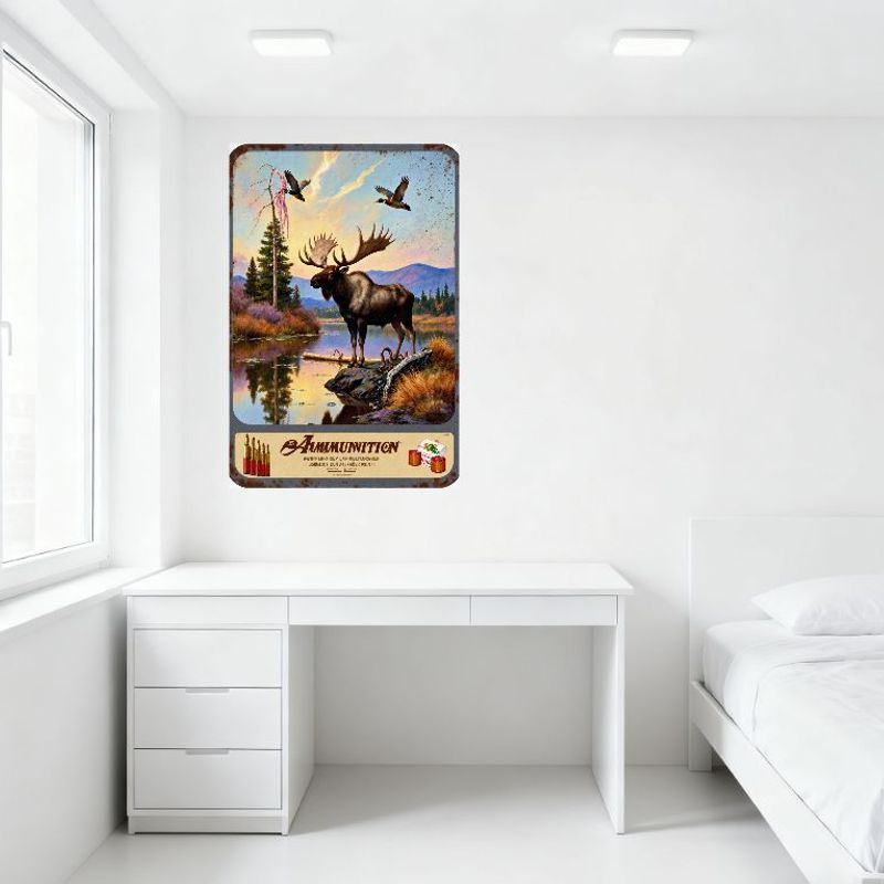 Vintage Jagd Elch See Ente Metallblechschild - Munitionskisten Berg Feuchtgebiet Wanddeko für Männerhöhle Heimbar Jagd im Freien