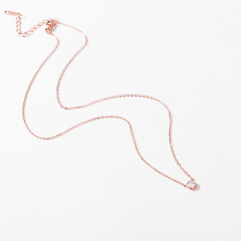 Damen 18K Titanstahl Einzel-Diamant Schlüsselbeinkette