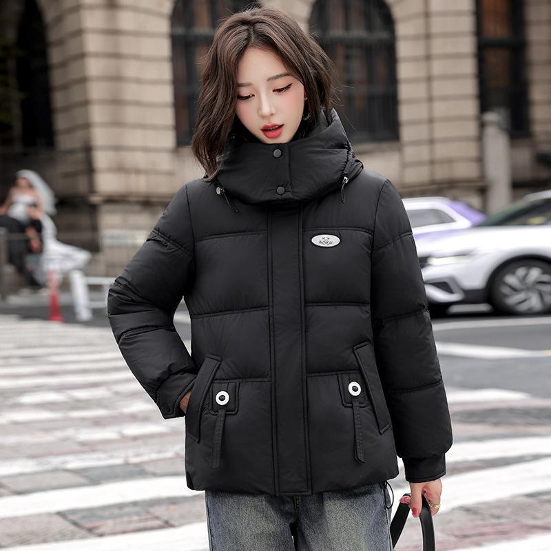 Women’s Short Hooded Windproof Thicken Warm Winter Jacket With Raglan Sleeves