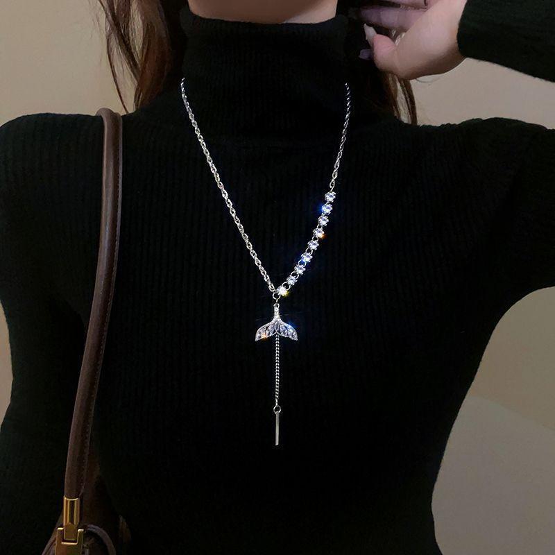 

Sweet cool wind colorful stone love drop glaze necklace female summer niche design Internet celebrity babes collarbone chain versatile necklace