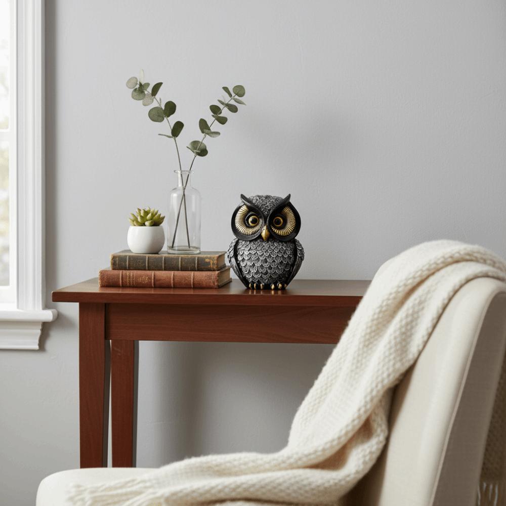 Crafts Resin Owl Statue Handcrafted Vintage Owl Ornament Adorable Animal Figurine Bookshelf