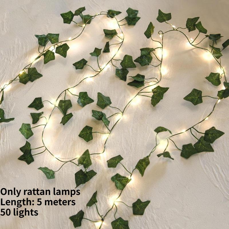 1 Itme Light String LED Rattan Lamp Gold Foil Copper Wire Light Restaurant Desktop Decor Simulated Ivy Green Leaf Vine Light