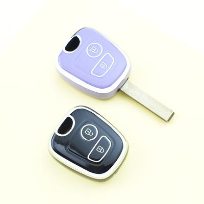 Silberner Rand 2-Tasten Auto Schlüsselhülle Abdeckung Schale Schlüsselanhänger Halter Für Citroen C2 C3 C4 Berlingo Xsara Für Toyota Aygo Für Peugeot 107 206 307 207 408