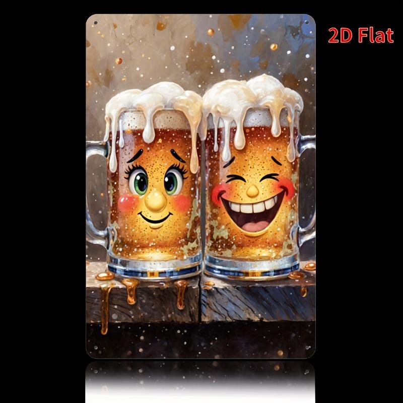 

Cheerful Beer Metal Wall Art Sign Rustic Iron Decor with Smiling Beer Mugs Foamy Heads Perfect for Home Kitchen for Man 20x30cm（7.8x11.8inch）