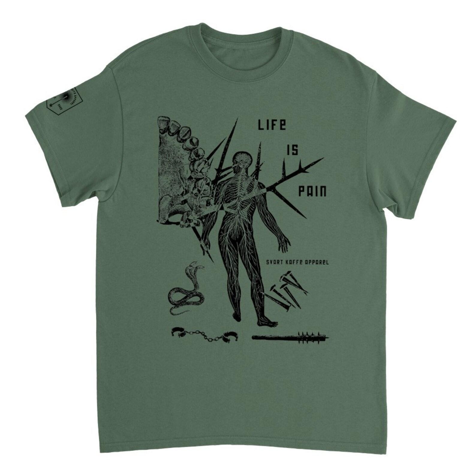 Life Is Pain (ALTERNATIVE COLOUR - GREEN) - Classic Unisex Crewneck T-shirt | Gildan 64000 XL
