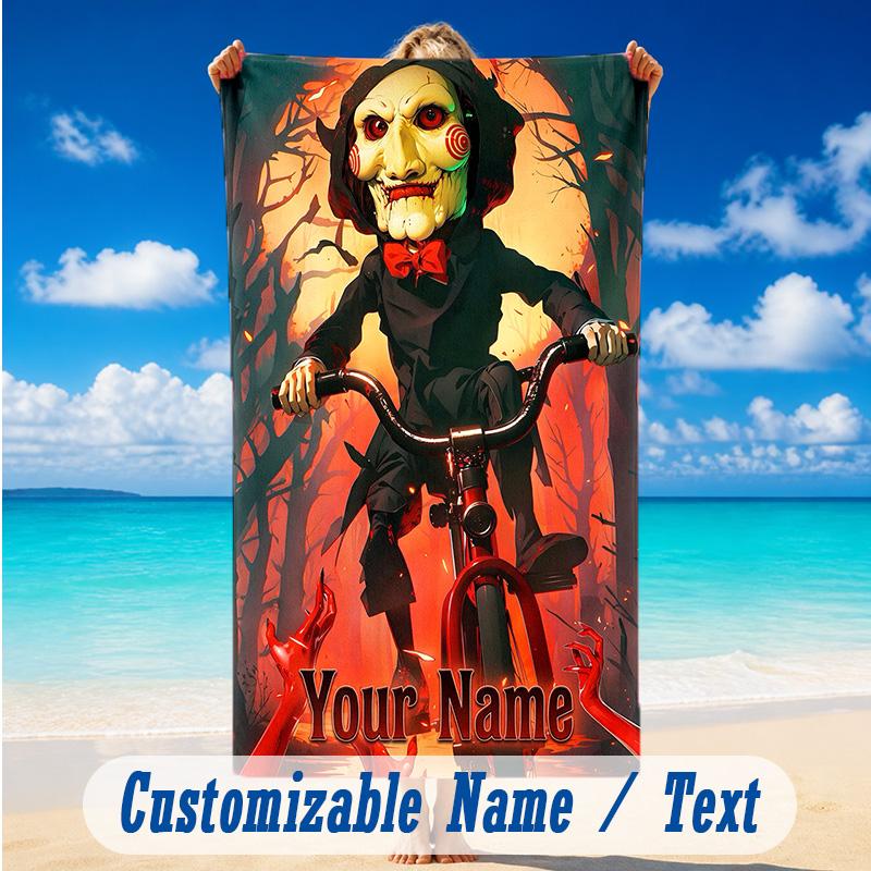 Beach Towel Custom Name Text, Quick Dry Large Towel For Beach HomeSaw Billy the Puppet