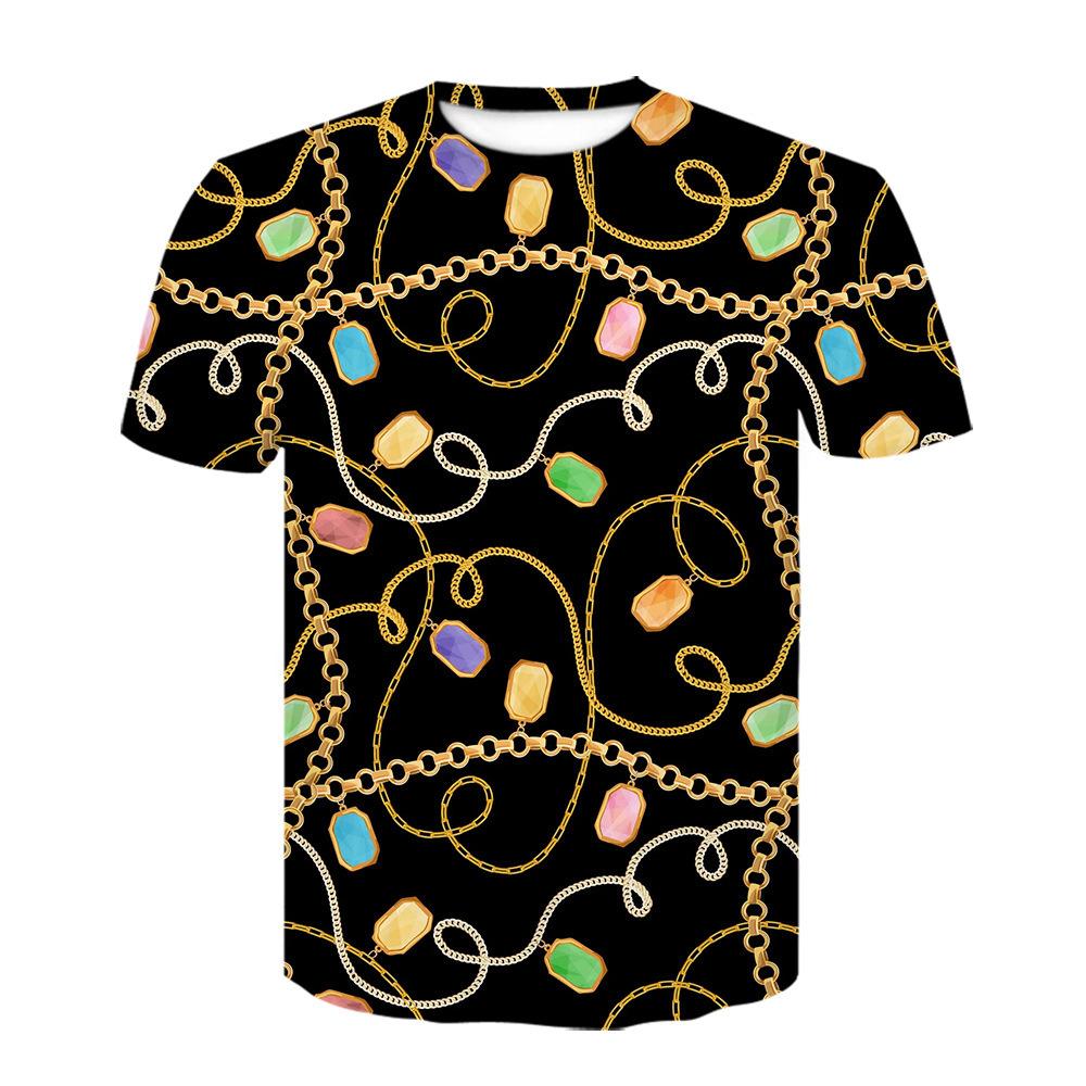 

Летняя мужская повседневная свободная футболка с короткими рукавами и круглым вырезом с 3D-цифровым принтом M