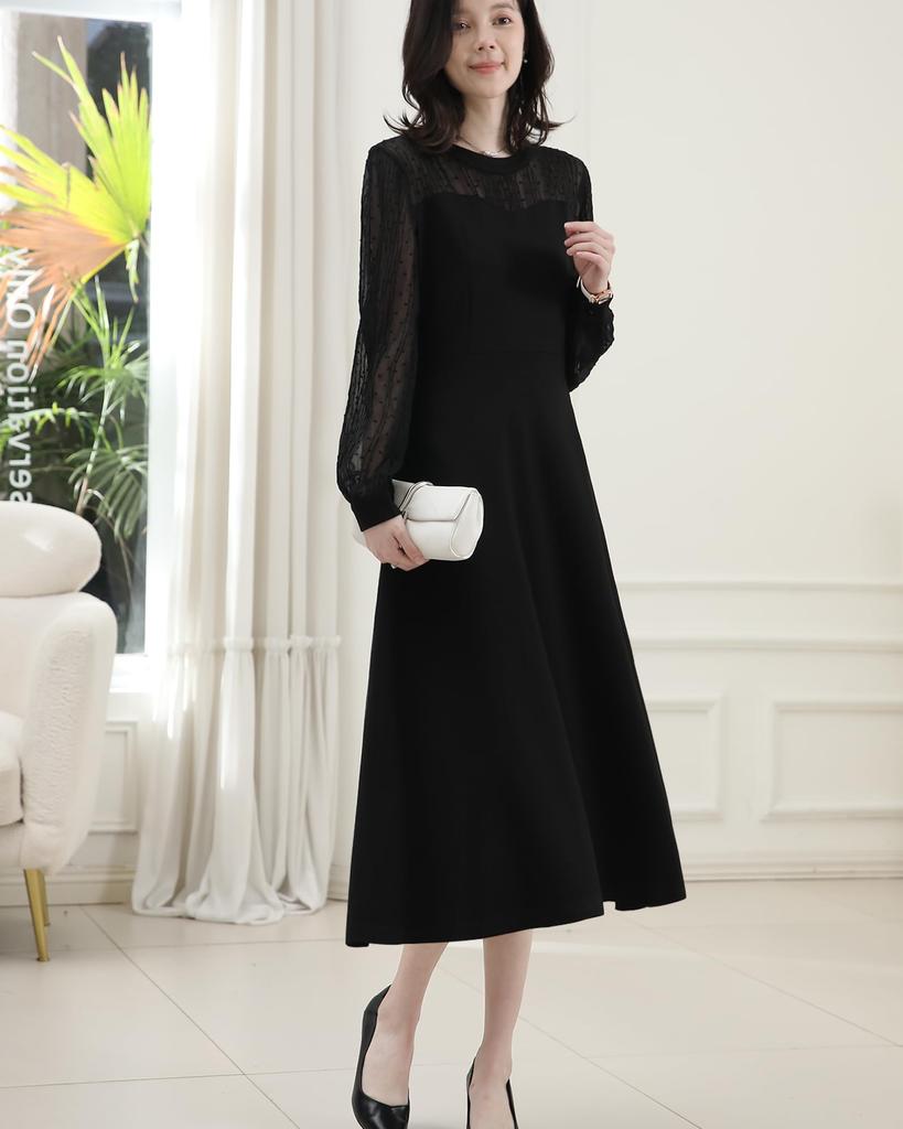 Bidason Party Wedding Lace Stylish Long Cool High Perfect for and Women's Dress, Dress, Dress, A-Line, Knee-Length, Sleeves, Neck, Waist, Slimming,