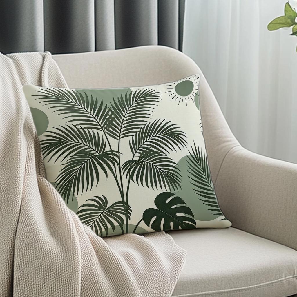 1pcs Simple Green Plant Leaves Cushions Pillowcase Polyester Cushion Cover Throw Pillow Pillowcover Home Car Sofa Decor