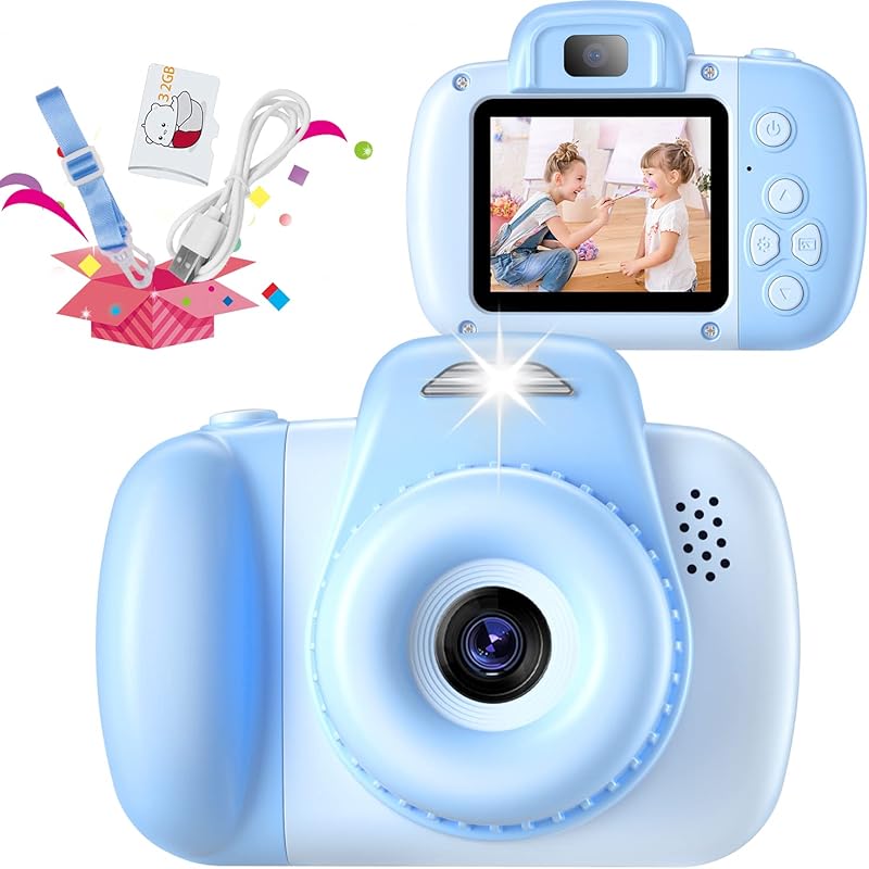 Kids Camera, HAONIU 48MP Digital Dual Camera Kids Toys for Boys/Girls 3-12 Years Old, Kid Selfie Camera with 2.0 Inch IPS Screen, 32GB SD Card, 1080P