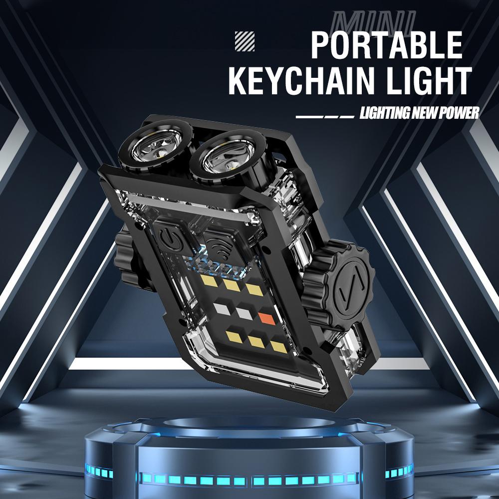 BORUiT Mini Flashlight Keychain EDC 360° Rotation Type-C Rechargrable Torch Waterproof Tiki Camping Lamp with Uv Light