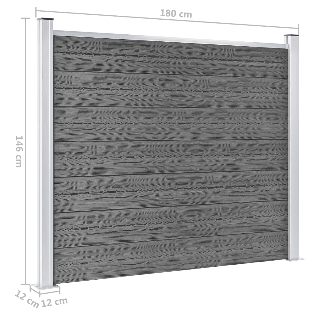 WPC Fence Panel Set 872 X 146 Cm Gray