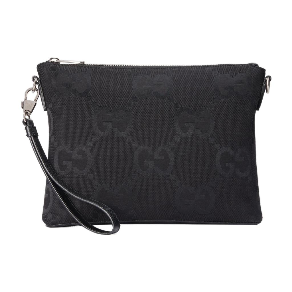 Gucci Detachable Shoulder Strap Zipper Closure Canvas Messenger Bag Men Shoulder Bags Black 739668-FABRP-1000