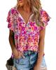 Azura Exchange Floral Print Top with Flutter Sleeves