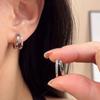 Trendy Silver Double Layered Zircon Earrings For Women Fashion Simple Circle Hoops Earrings Party Wedding Jewelry
