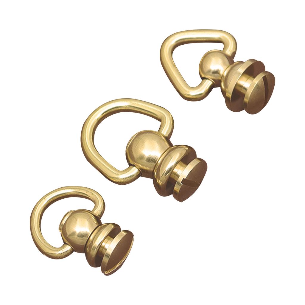 1PC Solid Brass Rivet and Studs with Screws D Ring and Triangle Design Rotate Head Spikes Buttons with D Ring Leather Craft Tool