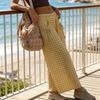 Women High Waisted Palazzo Pants Casual Drawstring Lounge Pants Wide Leg Trousers with Pockets Checkered Print