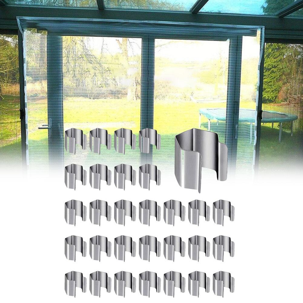 30/20 szt. Klipsy do moskitier ze stali nierdzewnej Klipsy do montażu drzwi siatkowych Klipsy mocujące do montażu Narzędzie do sprzętu garażowego