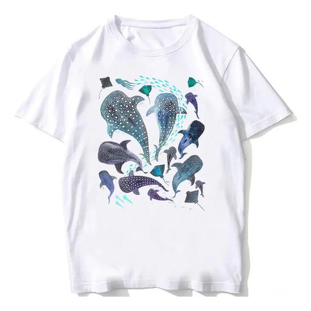 Ocean Life T-shirt With Whale Sharks And Rays S