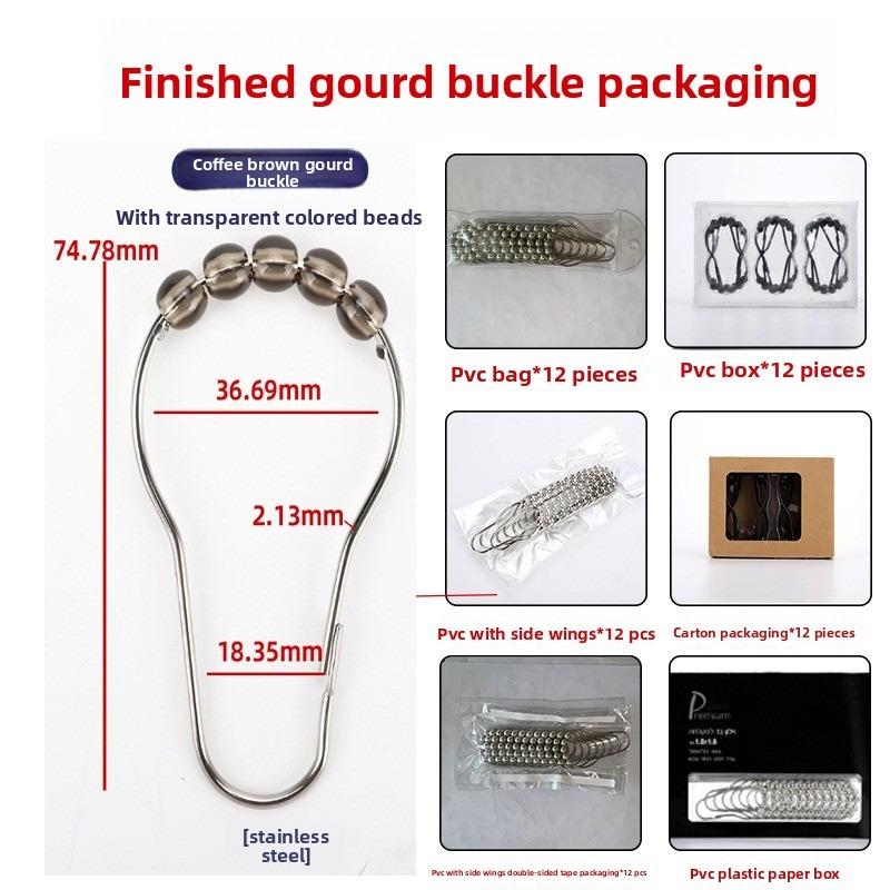 12-Piece Stainless Steel Rollerball Glide Shower Curtain Hooks - Rust-Resistant and Easy To Install
