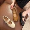 Fashion New Style Luxury Mary Jane Shoes Female Genuine Leather Ballet Shoes Women Square Toe Flat Cowhide Ladies Shoes Zapatos Mujer