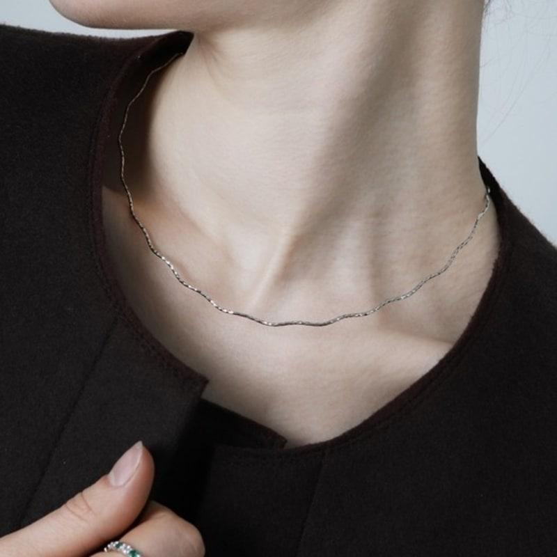 

ozel Silver925 Wave Cutting Chain Necklace ES217N Pink Gold