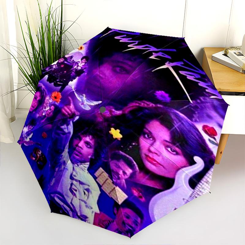 Purple Rain Folding Umbrella Durable Umbrella Umbrella Three Folds Printing