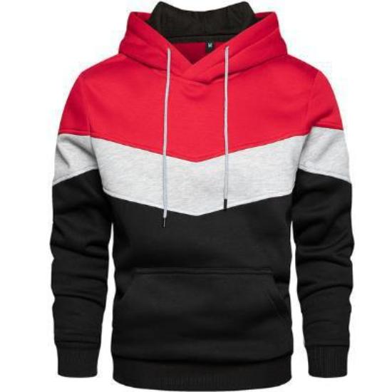 Молодежная мужская осенне-зимняя повседневная спортивная толстовка с капюшоном модная лоскутная толстовка большого размера с капюшоном S красный 1567₽