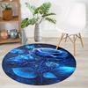 Luxuriöses Blaue-Rosen-Muster Runde Form Fußmatten Küche Flur Läufer Teppich Schlafzimmer Wohnzimmer Weicher Teppich Rutschfester Bereichsteppich