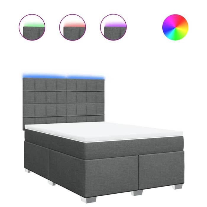 VidaXL Slat Bed Base with Mattress Dark Grey 140x200cm Fabric 3292812