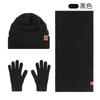 Knitted hat, scarf and gloves three-piece set, European and American men's winter cold-proof warm suit outdoor cycling, knitted hat
