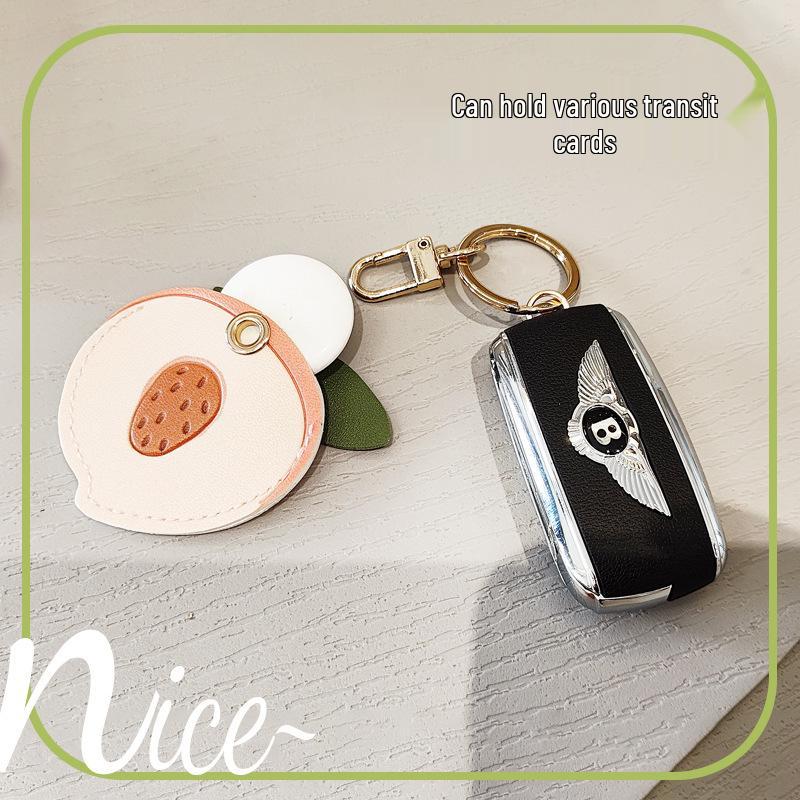 Creative Leather Fruit Series Access Card Holder & Airtag Keychain Charm