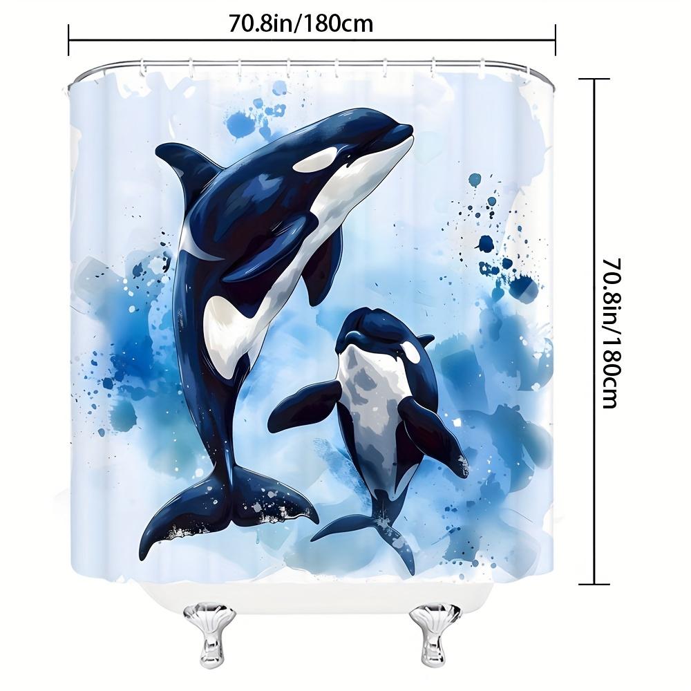 Dynamic Orca Whales Shower Curtain - Water-Resistant Fabric for Bathroom - Perfect for Ocean and Marine Lovers