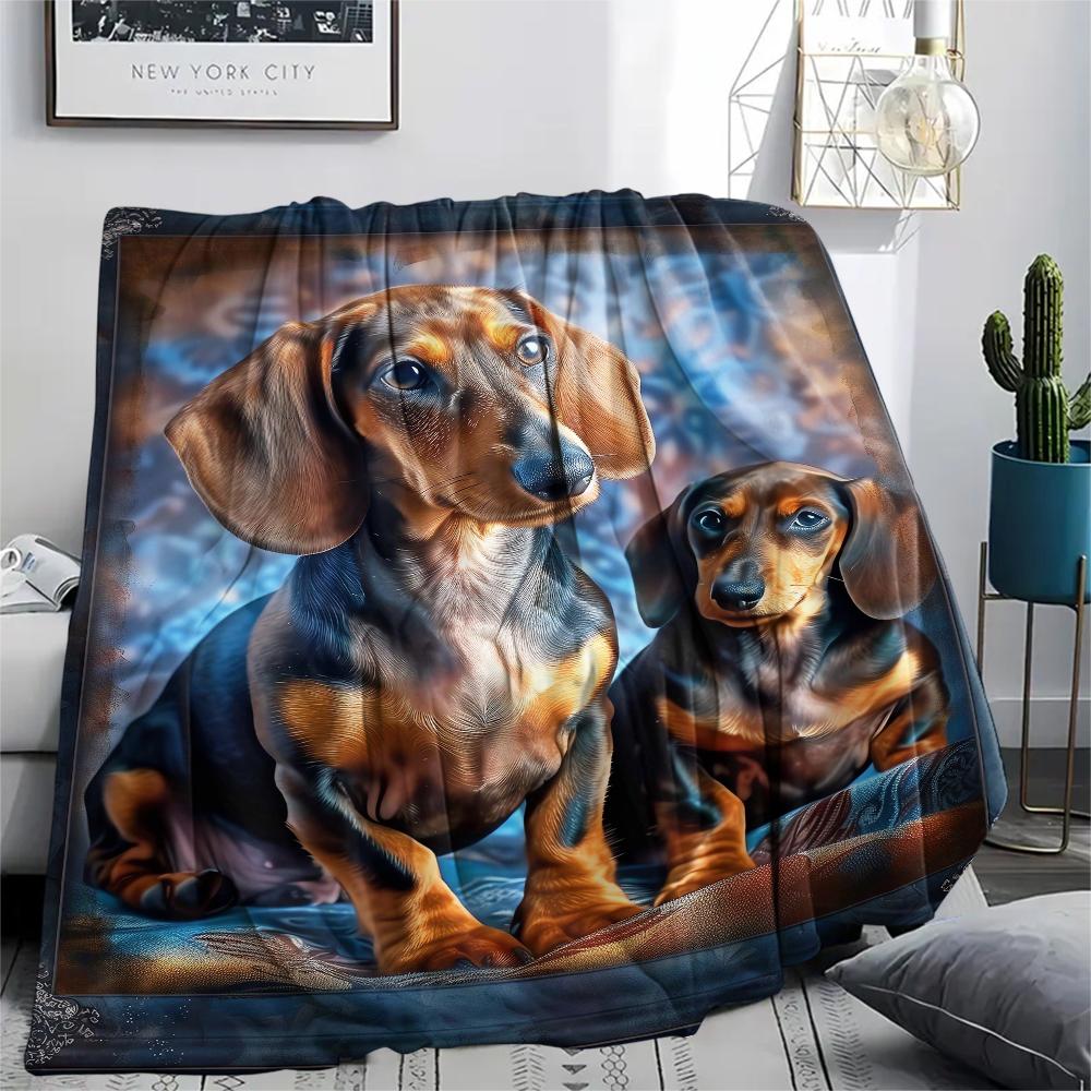 1 Stück Dackel-Puzzle-Print Flanelldecke, Hohe Qualität, Bequem für alle Jahreszeiten, Heimdekoration, Wärme und Komfort, Perfekt für Weihnachtsgeschenke