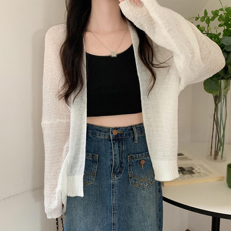 

Женский кардиган, ленивый, свободный, повседневный, летний, вязаный, однотонный One Size