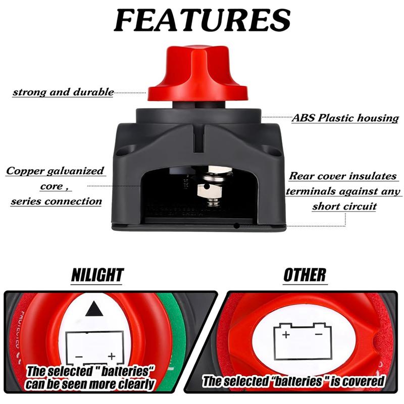 A55F-Battery Disconnect Switch 12V-48V Battery Cut Off Switch On/Off Heavy Duty Waterproof Battery Switch