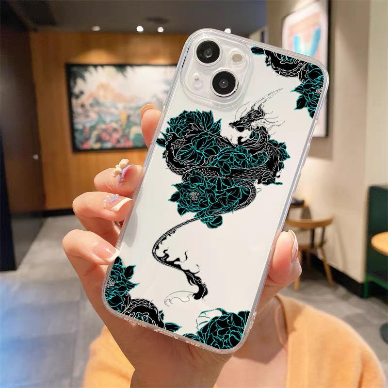 

Модний прозорий чохол для телефону Dragon для iPhone 14 13 11 12 Pro Max X XR XS 7 8 Plus SE М’який силіконовий чохол Luxury Coque Funda Capa iPhone 14Pro Max