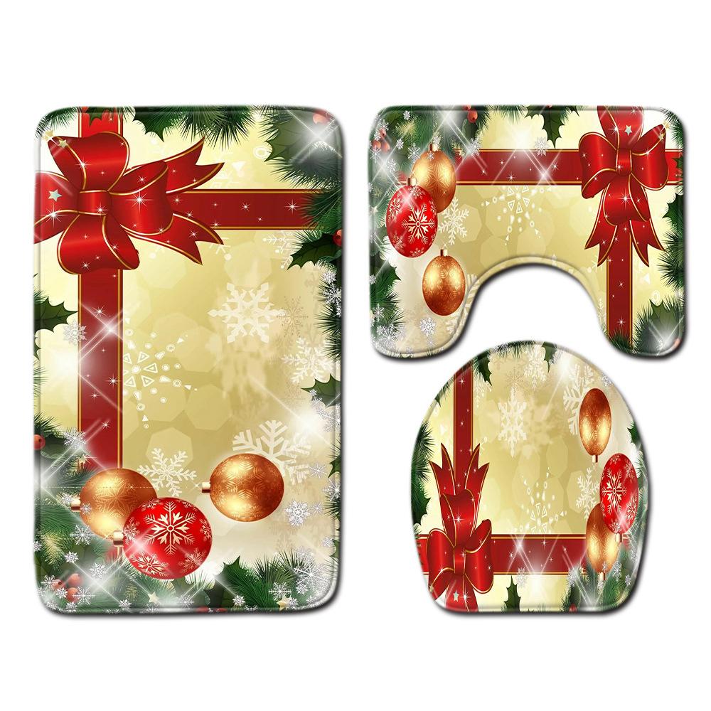 3D Toilet Floor Mat Bathroom Mat Christmas Three-Piece Foot Mat E-Commerce