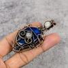 Blue Flash Labradorite & Rainbow Moonstone Pendant, 999 Copper Wire Wrapped Jewelry, Handmade Pendant Gemstone Jewelry