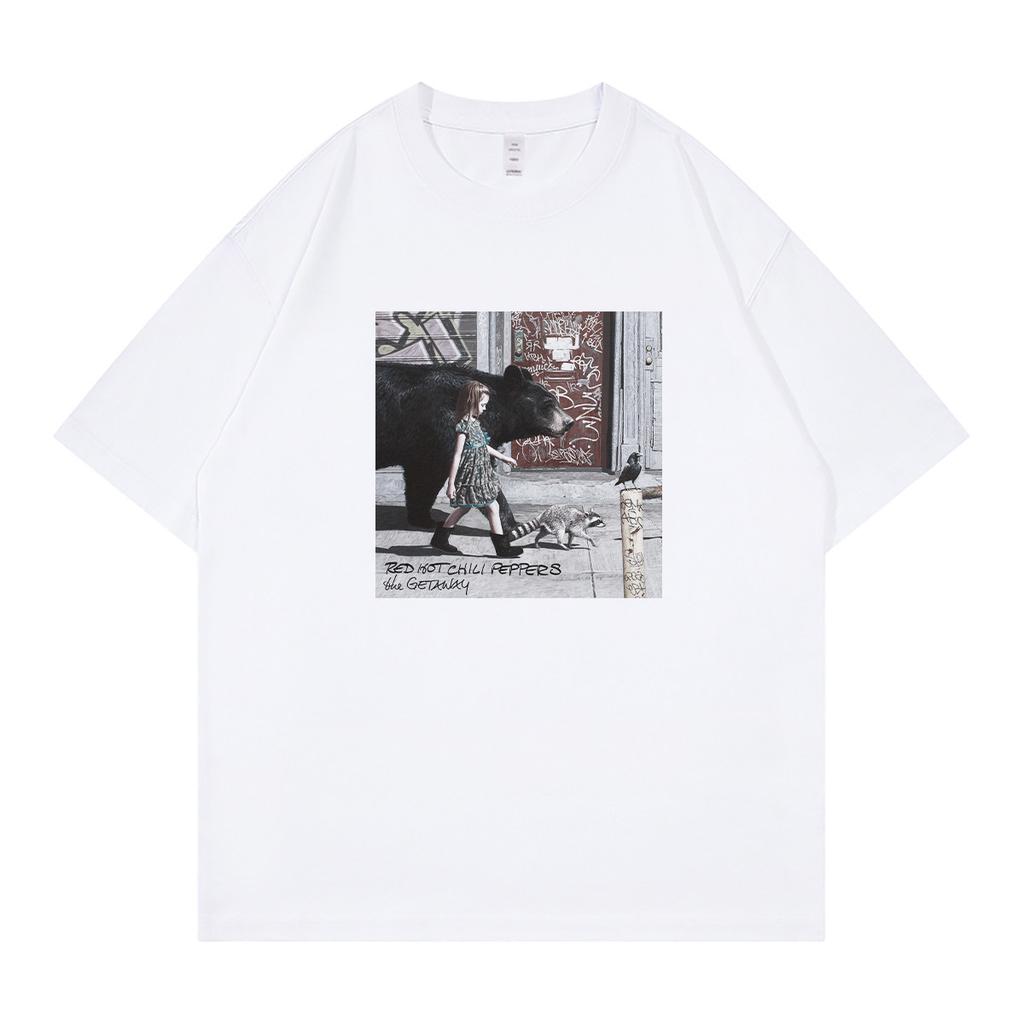 Red Chili Band Retro American Street Vintage Nirvana Relaxed Loose Cotton RoundNeck Rock ShortSleeve TShirt
