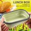 Food Grade Silicone Foldable Lunch Box Portable Rectangle Food Storage Container (Blue)