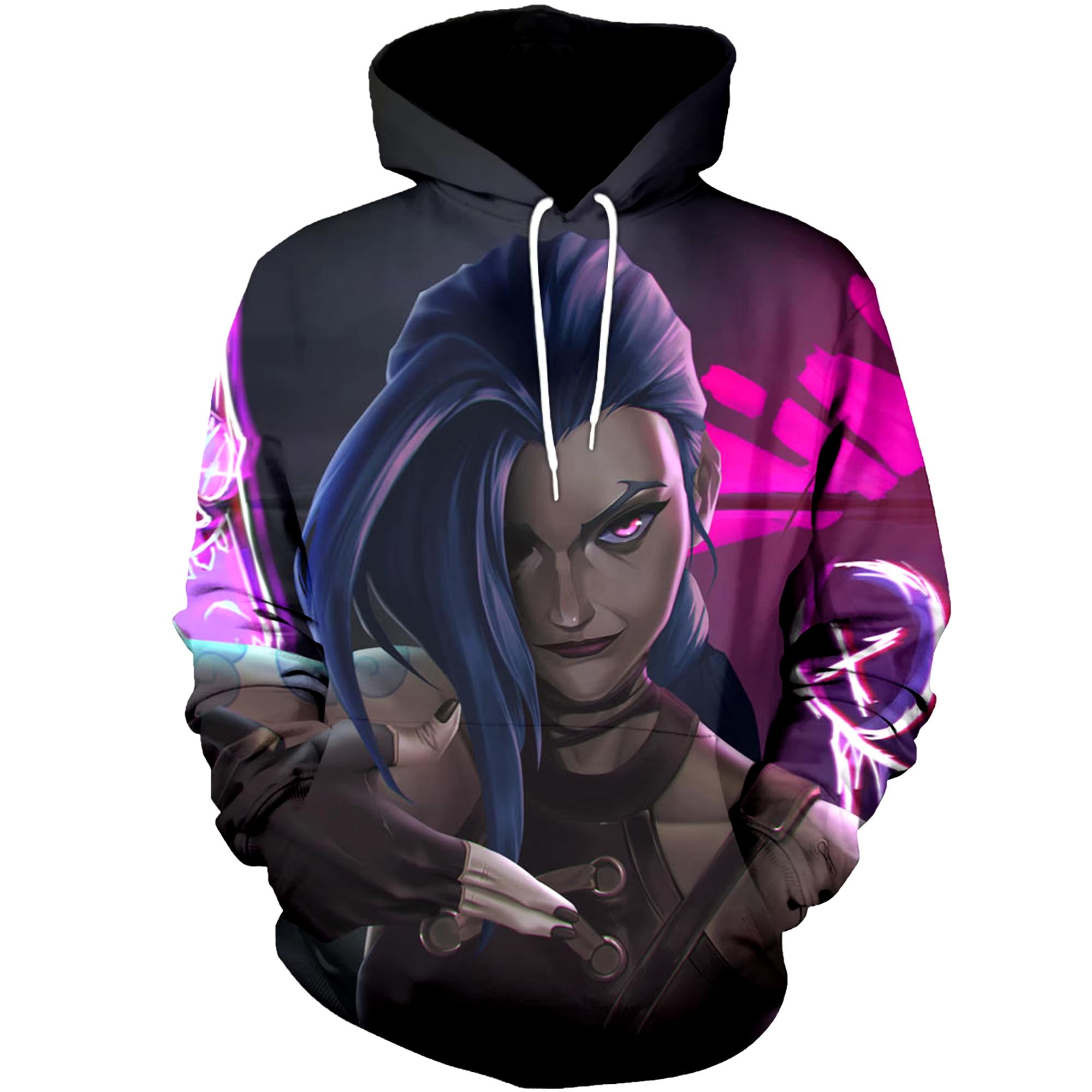 

Популярне аніме Arcane League Jinx Print Hoodies 3D Чоловічі/жіночі спортивні костюми Світшоти Дитячі пуловери Модний великий чоловічий одяг L