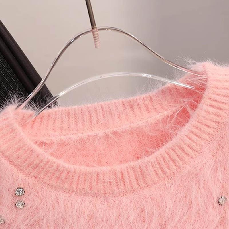 Sweater for Women Autumn Winter Thickened  Warm Knitted Stretchy Long Sleeve Oversize Tops