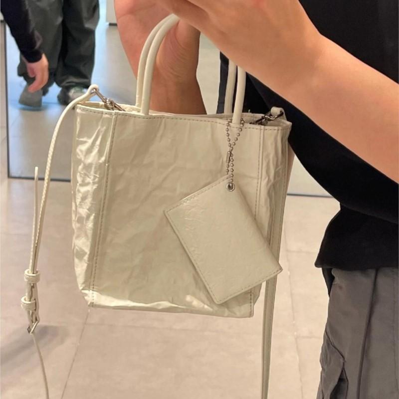 Manico Argento Borsa a Tracolla Donna Harajuku Pelle PU Quadrata Mini Borsa Tote Portamonete Femminile Vintage Borse a Tracolla Chic