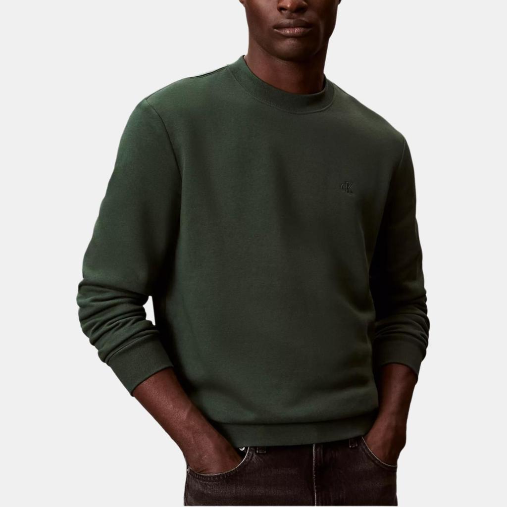 Calvin Klein Vintage Embroidered Letter Soft Comfortable Ribbed Knit Crew Neck Long Sleeve Sweatshirt Men sweatshirt 40QM430-LLG