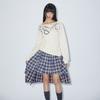 Lara Fox Check Unbalance Pleats Skirt Blue Bq4Ws001