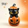 Decorative Desktop Sculptures Halloween Black Cat & Pumpkin Resin Ornaments, Cute Figurines, Artistic Craft Collectibles Cartoon And Statue